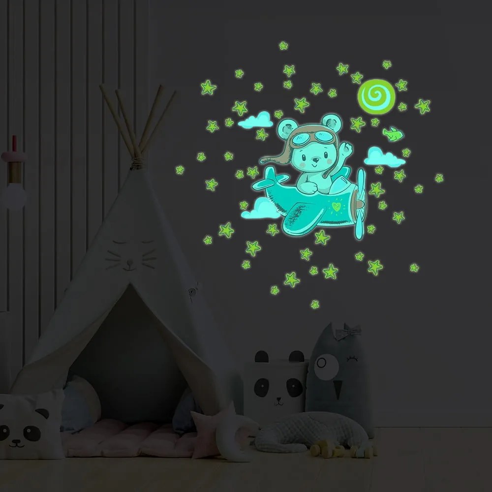 Detská samolepka na stenu 30x25 cm Pilot Bear - Ambiance