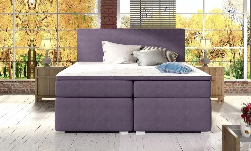 Posteľ Boxspring Divalia 200 x 180, biela (koženka - bd 06)