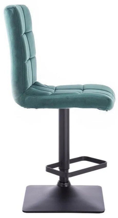 LuxuryForm DESIGN Barová stolička TOLEDO VELUR na čiernej hranatej podstave - zelená