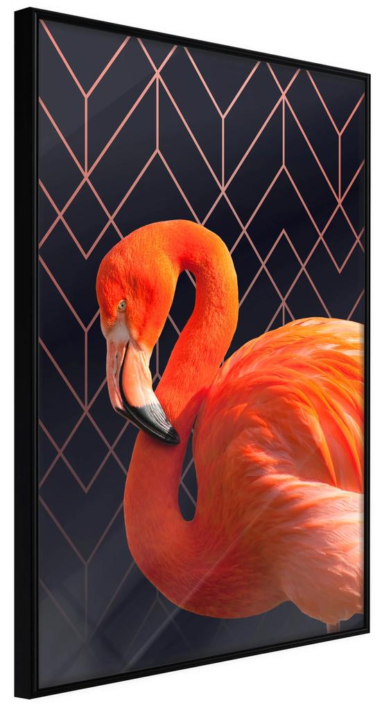 Artgeist Plagát - Flamingo Solo [Poster] Veľkosť: 30x45, Verzia: Čierny rám s passe-partout