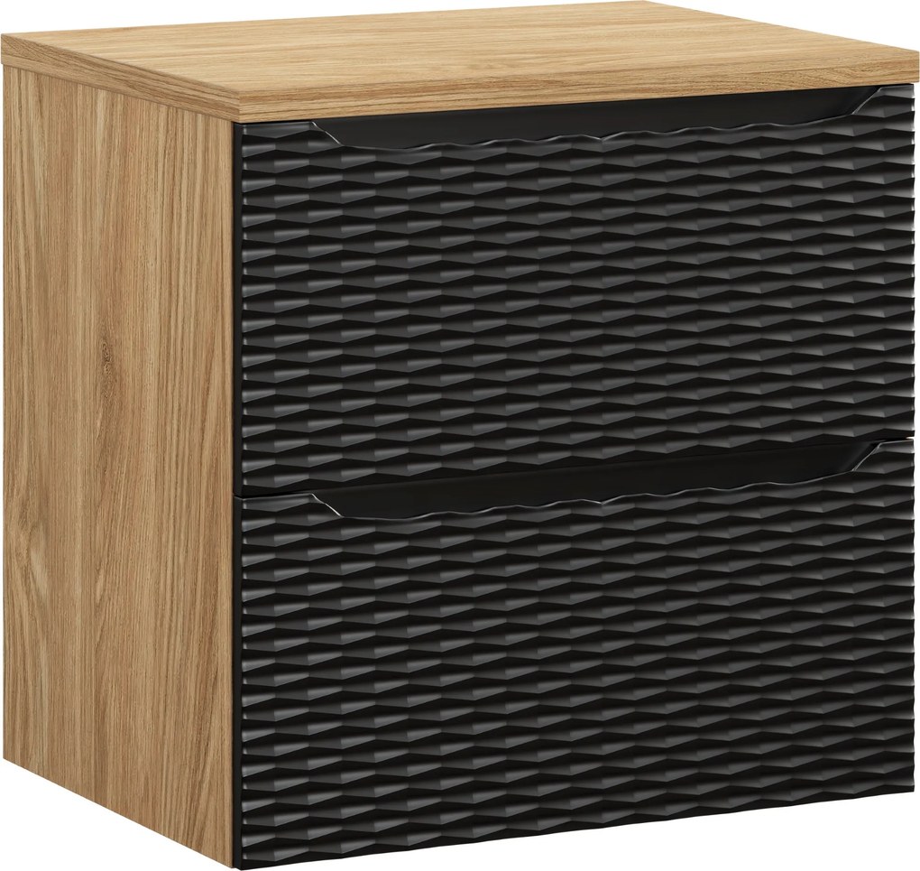Comad Kúpeľňová skrinka pod doskové umývadlo Ocean Black 60 čierna/dub olejovaný