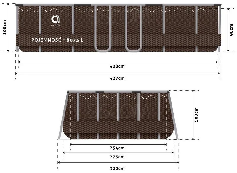 Bazen stojanový AVENLI 427x275x100cm 16v1 SET PRO- 282000