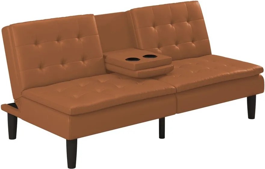 Koňakovohnedá rozkladacia pohovka z imitácie kože 191 cm Maine – Støraa