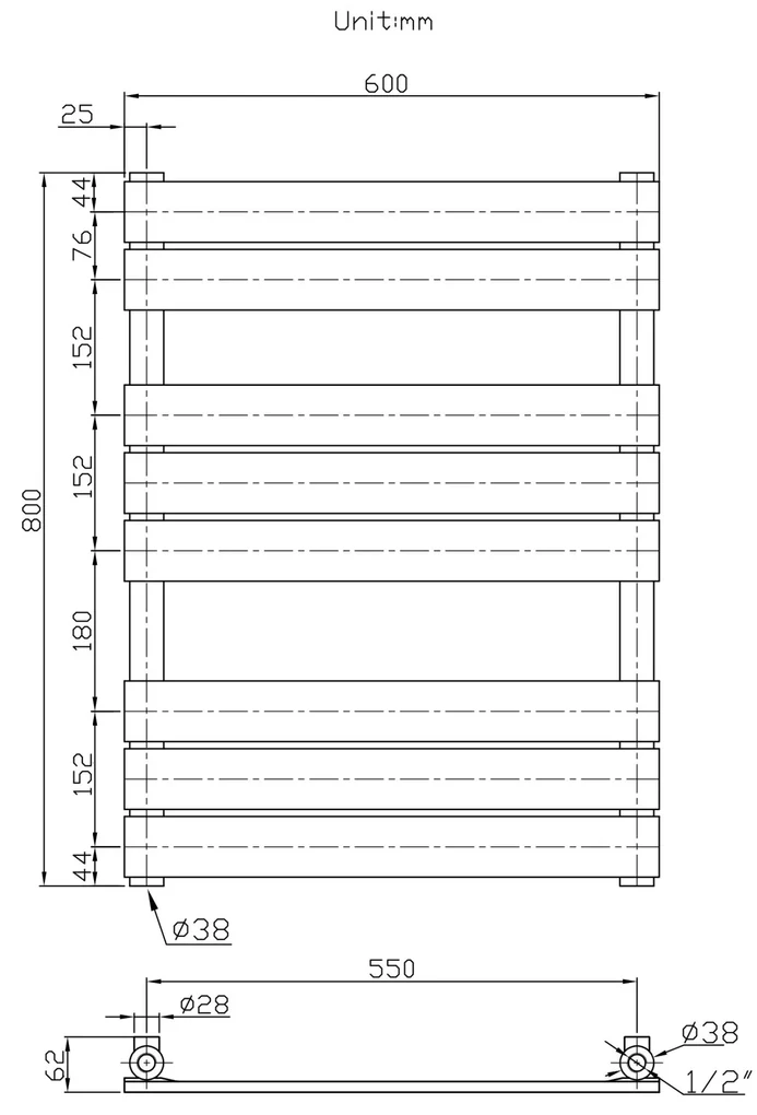 Erga Classic, vykurovacie teleso 800x600 mm, 508W, čierna matná, ERG-LAV-CLAS-120450-BK