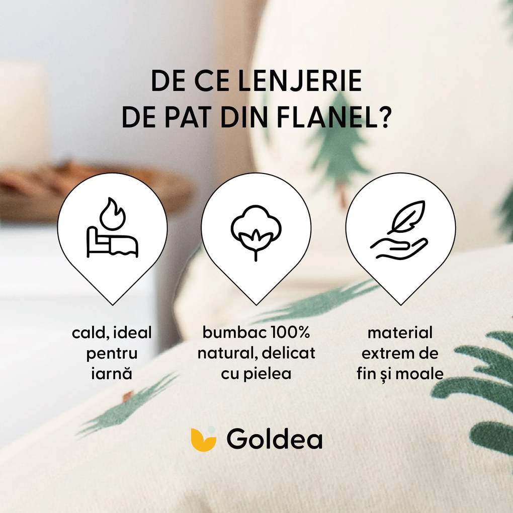 Goldea flanelové posteľné obliečky - stromčeky na režnom 140 x 200 a 70 x 90 cm