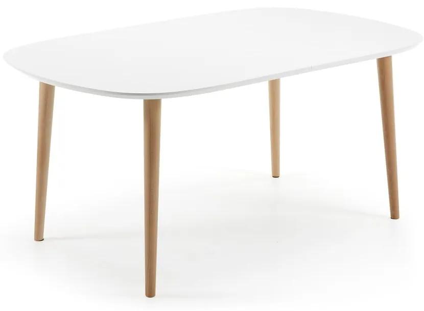 Biely rozkladací jedálenský stôl s bielou doskou 100x160 cm Oqui – Kave Home