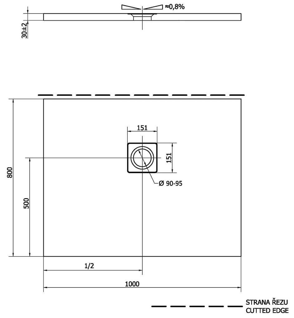 Polysan, FLEXIA sprchová vanička z liateho mramoru s možnosťou úpravy rozmeru 100x80cm, 72926