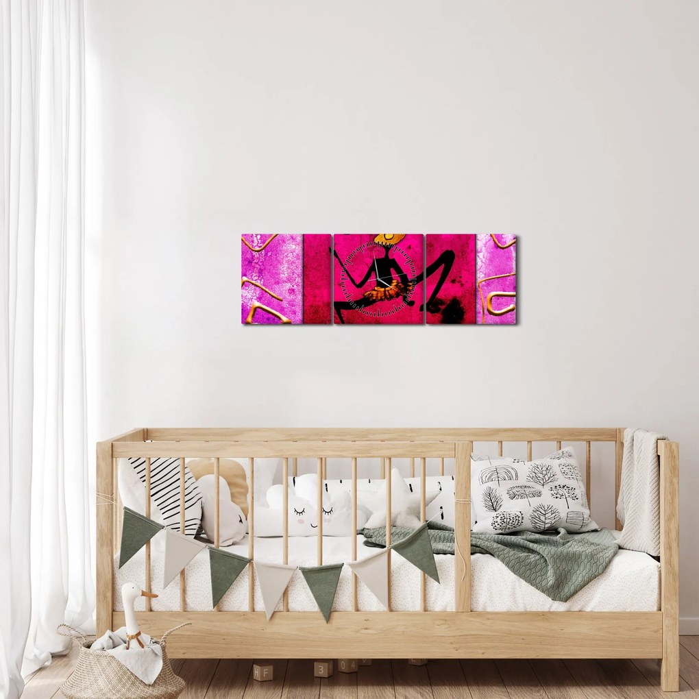 Obraz historickej nástennej maľby (s hodinami) (90x30 cm)