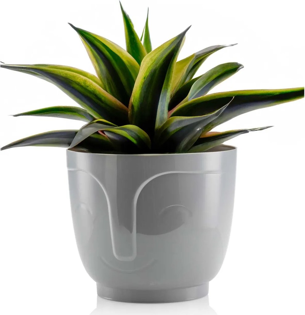 PLASTOVÝ KVETINÁČ ZOE SADA 2KS 16X18,5 CM+14,3X16,5 CM SIVÁ