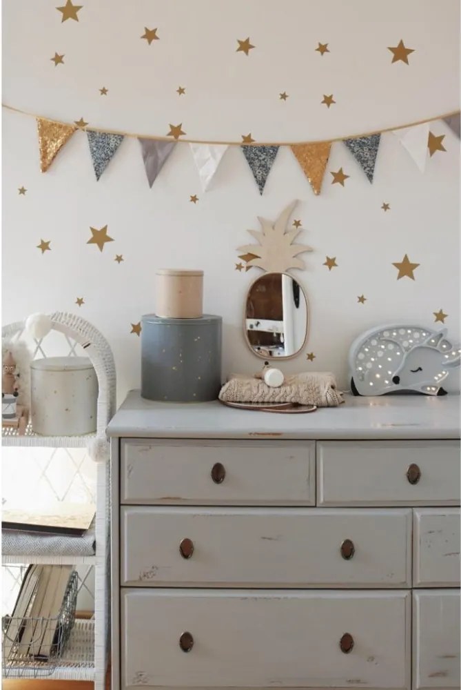 Zrkadlo ananás do detskej izby – dekoratívne akrylové zrkadlo z dreva 23x48 cm