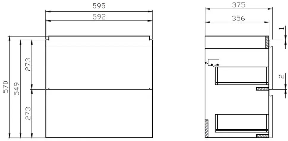 Cersanit Moduo Slim SET, závesná skrinka 60x35x62 cm + umývadlo 60cm, antracitová matná, S801-469-DSM