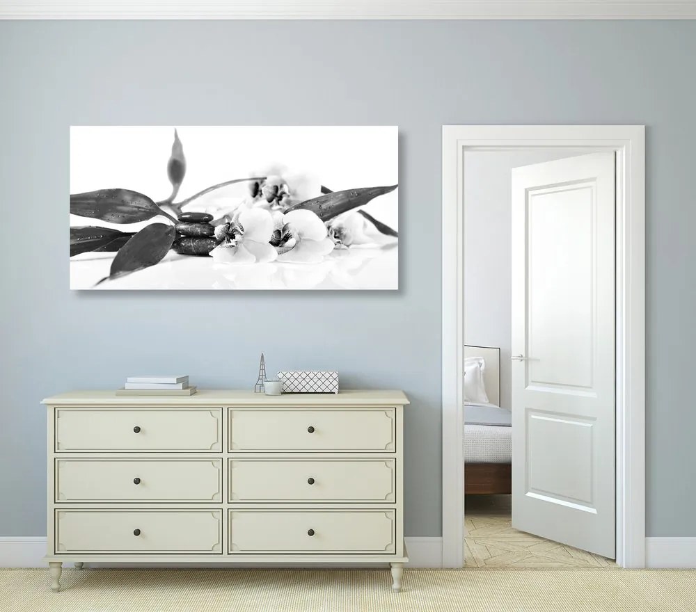 Obraz zátišie so Zen kameňmi v čiernobielom prevedení