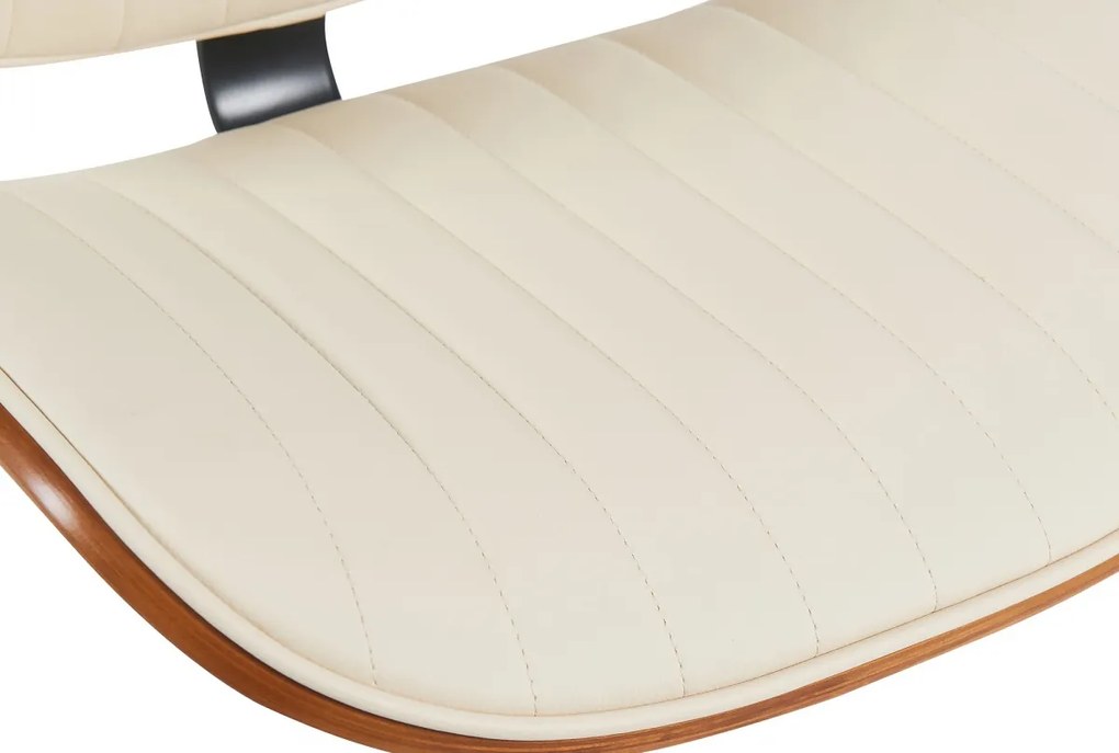 Barová stolička Clawson - koženka, chróm rám - orech/krém