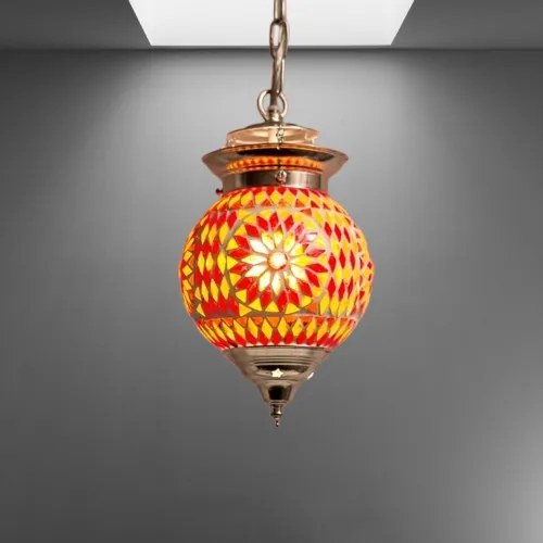 Stropné orient svietidlo závesné Globe mozaika vzor RUBY Ø15