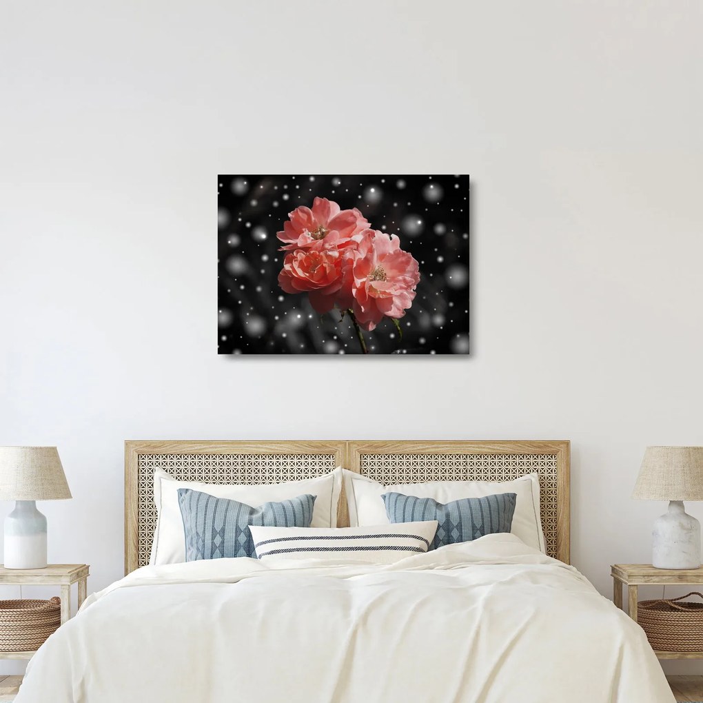 Sklenený obraz ružovej kvetiny (70x50 cm)