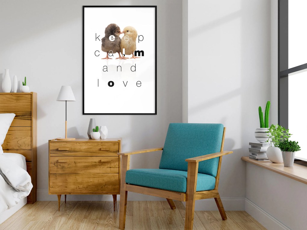 Artgeist Plagát - Keep Calm and Love [Poster] Veľkosť: 30x45, Verzia: Zlatý rám