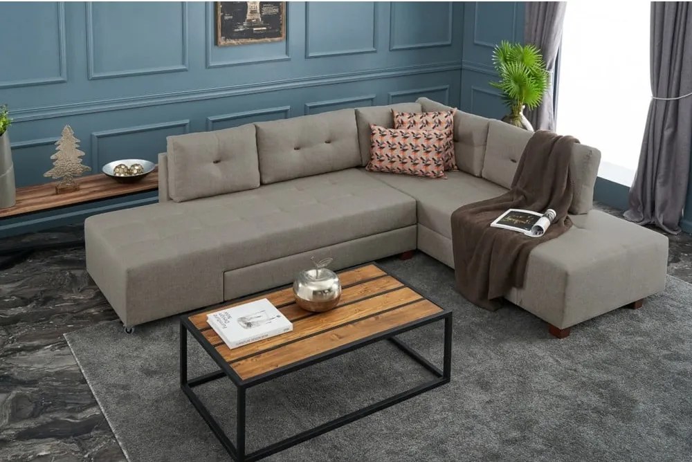 Béžová rozkladacia rohová pohovka (pravý roh) Manama – Balcab Home