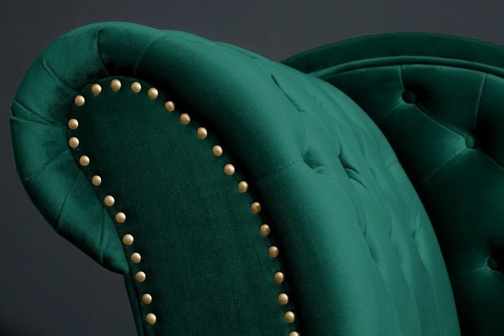 Dizajnová leňoška Chesterfield zelený zamat - II. Trieda