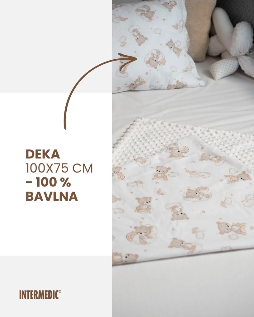 INTERMEDIC SK 5-dielna súprava pre bábätko Teddy/minky krémová – jemná súprava do postieľky