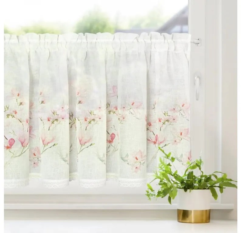 DECOREUM Záclona zdobená čipkou 150 cm x 60 cm biela 100 % polyester Rozmer varianty: 150 cm x 60 cm, Farba varianty: Biela 103168