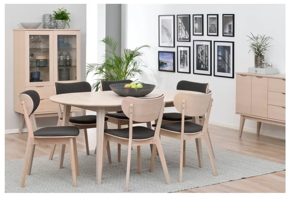 Svetlý oválny dubový rozkladací jedálenský stôl Rowico Mimi, 170 x