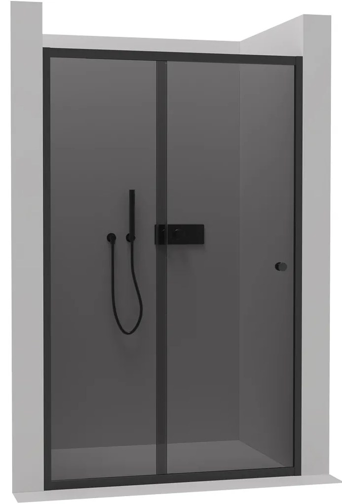 Cerano Varone, posuvné sprchové posuvné dvere 90x195 cm, 6mm šedé sklo, čierny profil, CER-CER-429523