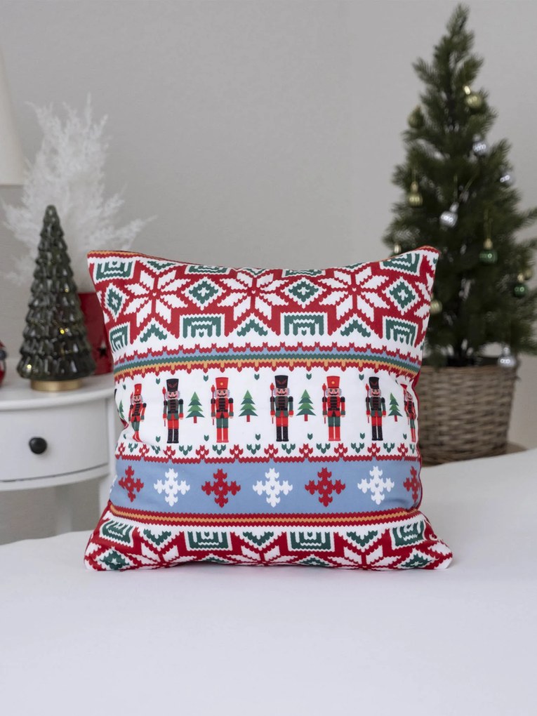 Vianočná obliečka na vankúš mikroplyš 40 × 40 cm - Luskáčikove Vianoce