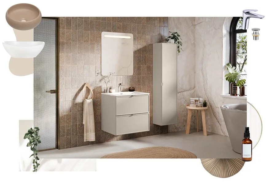 Spodná kúpeľňová skrinka s košom na bielizeň Bella Cashmere 81-40-1DK kašmírová