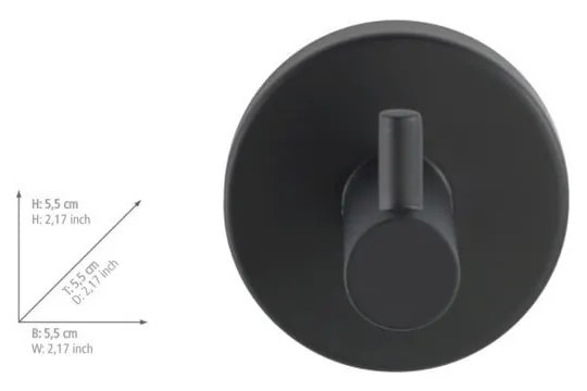 Matne čierny samodržiaci háčik z nehrdzavejúcej ocele Bosio – Wenko