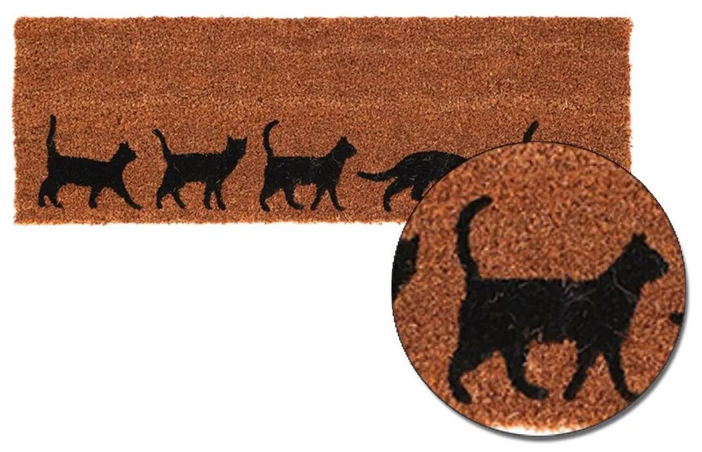 Esschert Design Vonkajšia rohožka Cats, 75x25 cm