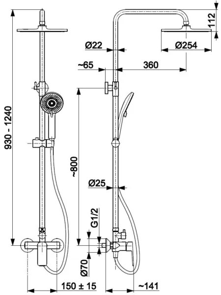 KFA Armatura 4426-910-00 - Sprchová sada s batériou AGAT lesklý chróm