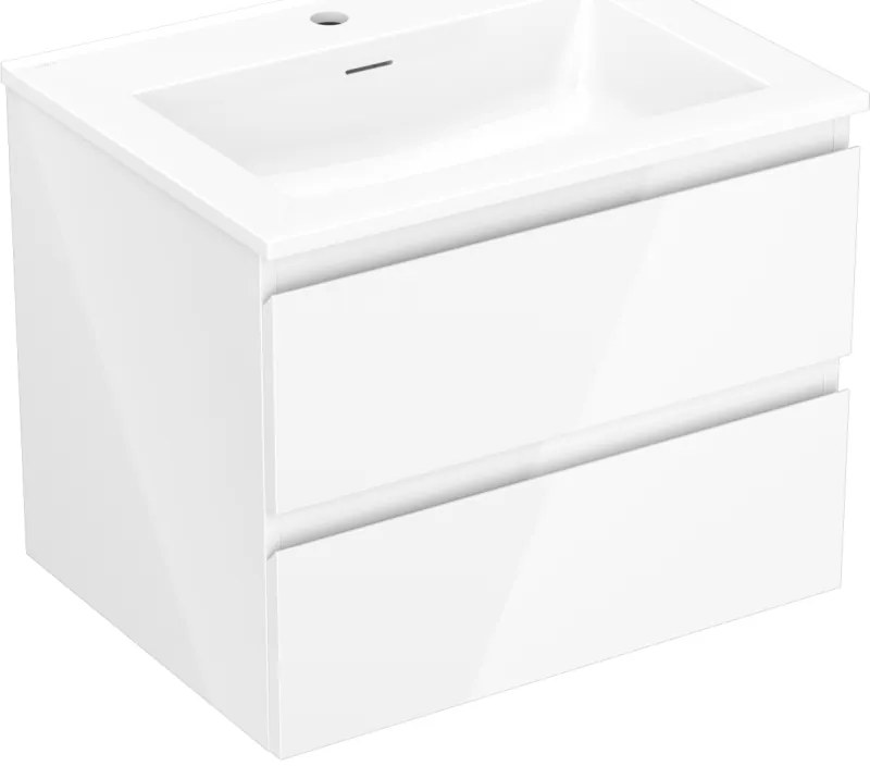 Mexen Orio, kúpeľňová skrinka 60 cm s umývadlom Otis, 2 zásuvky, biela lesklá, 91A10-06047-2-BFF00-W18M00