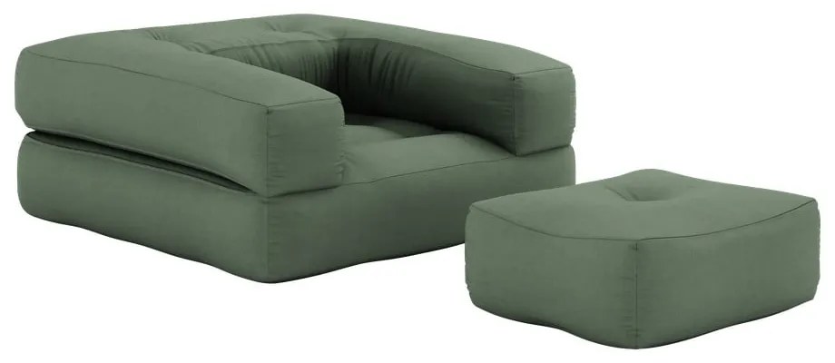 Rozkladacie kreslo so zeleným poťahom Karup Design Cube Olive Green