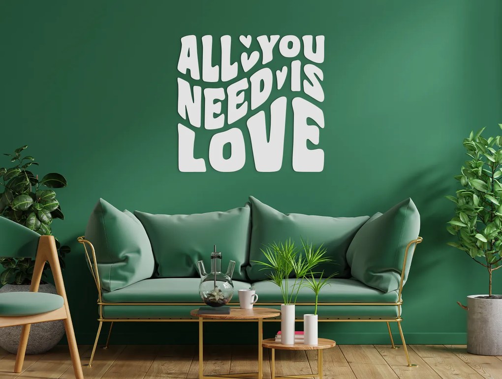 drevko Drevený citát All you need is love Rozmer obrazu: 56 x 60 cm, Farba dekorácie: Čierna