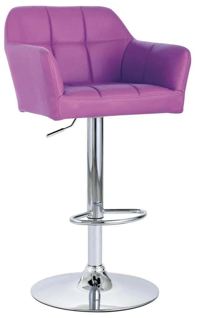 vidaXL Barová stolička s opierkami rúk fialová umelá koža