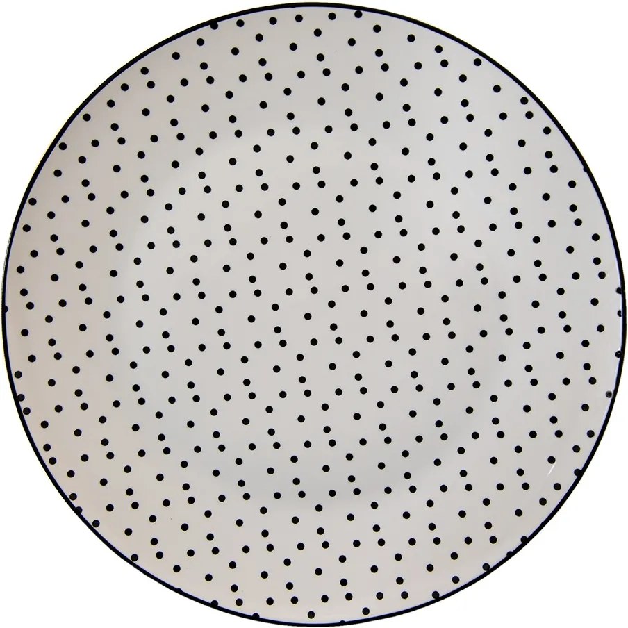 Porcelánový jedálenský tanier s čiernymi bodkami Black Dot - Ø 26*2 cm