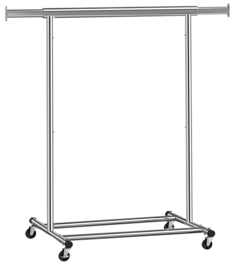 Stojan na oblečenie INEZ na kolieskach, max. 90 kg, 83,5x45x160cm, strieborná Jurhan