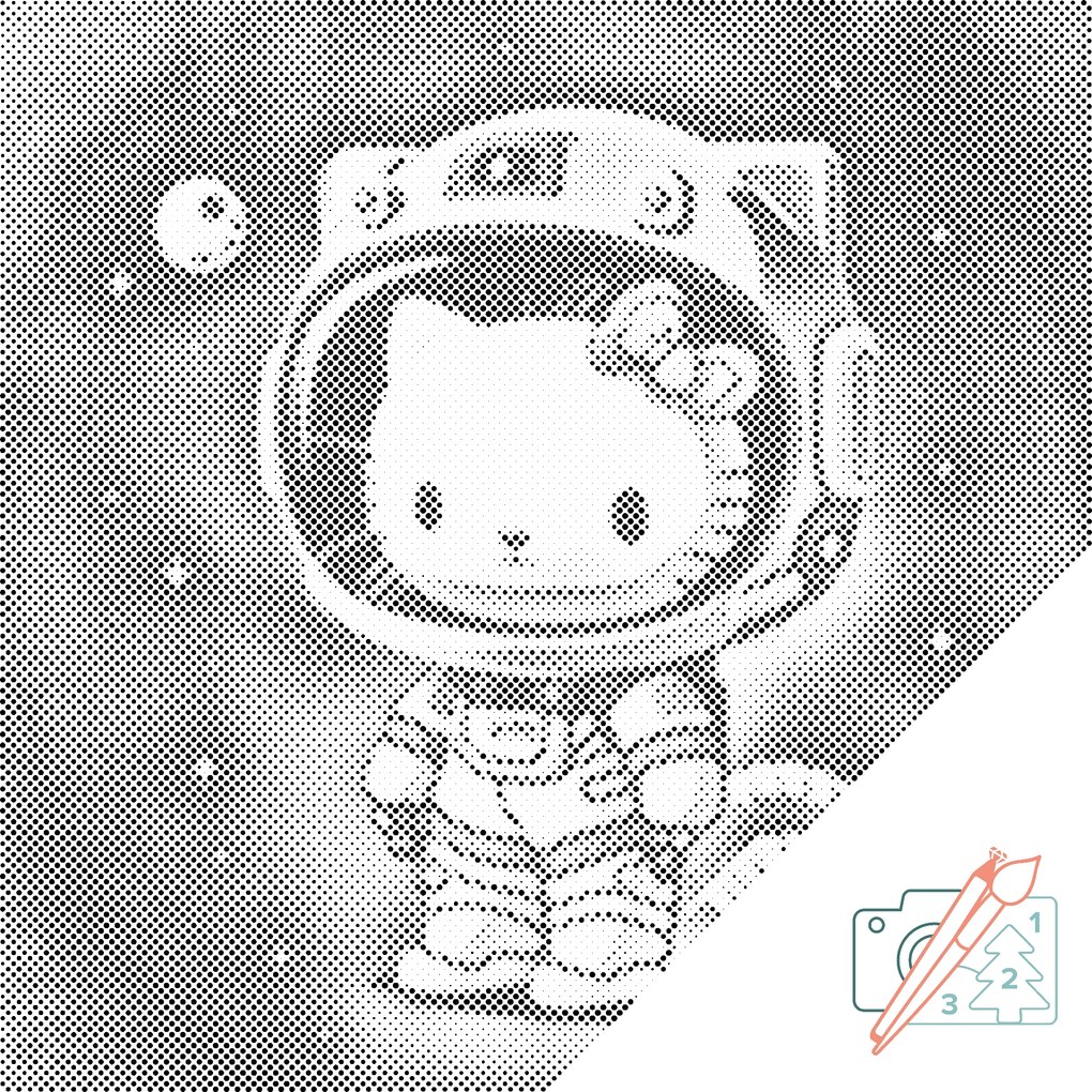 Gario Bodkovanie Hello Kitty Rozmery: 50 x 50 cm, Rámovanie: S vnútorným rámom, Farba bodiek: Zelená