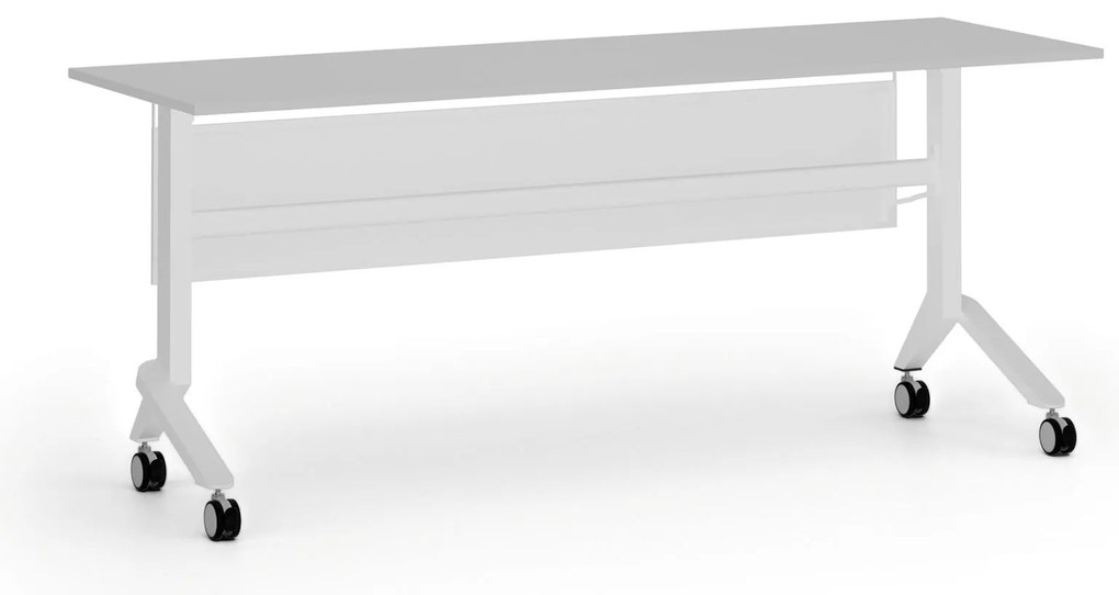 Mobilný stôl PRIMO MOVE, 180x60 cm, biela podnož, sivá