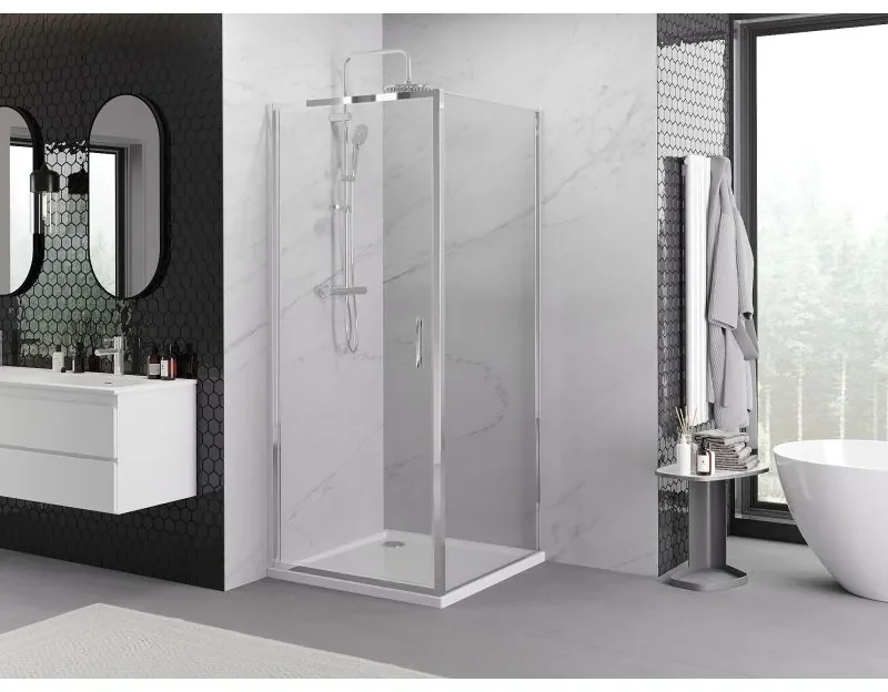 Mexen Exo, sprchovací kút s krídlovými dverami 70 x 70 cm, 6mm číre sklo, chrómový profil, 817-070-070-01-00