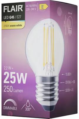 LED žiarovka FLAIR G45 E27 2,2W/25W 250lm 2700K číra stmievateľná