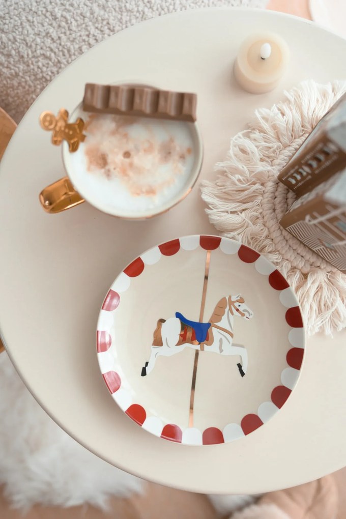 Bloomingville Keramický dezertný tanier Merry-go-round Koníky