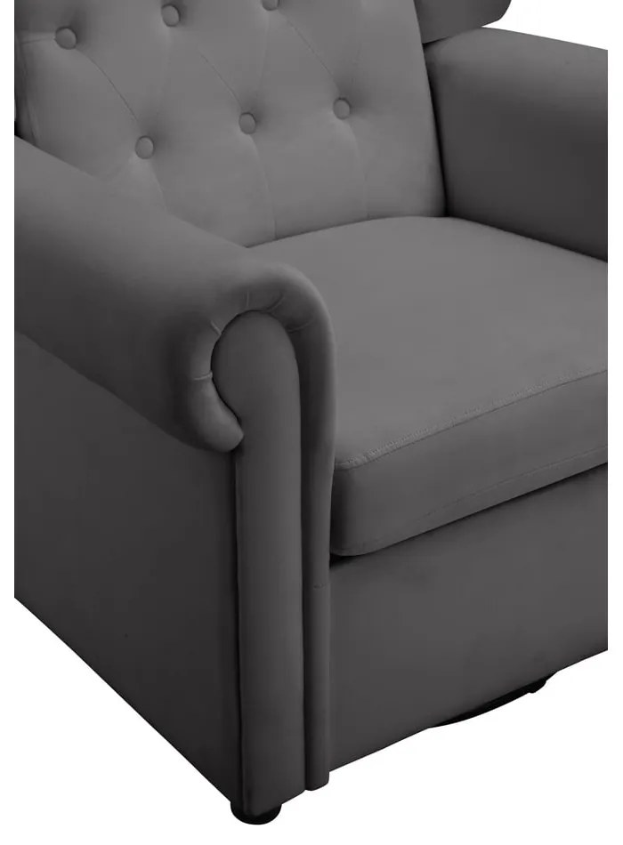 Sivé zamatové hojdacie chesterfield kreslo Lillyse – Støraa