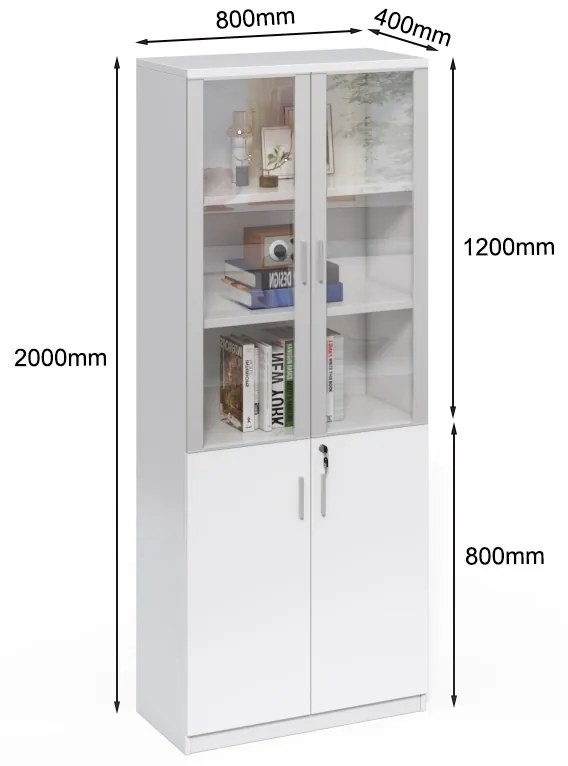 Vysoká kancelárska skriňa Houseland Prime Neo 04 80 cm biela