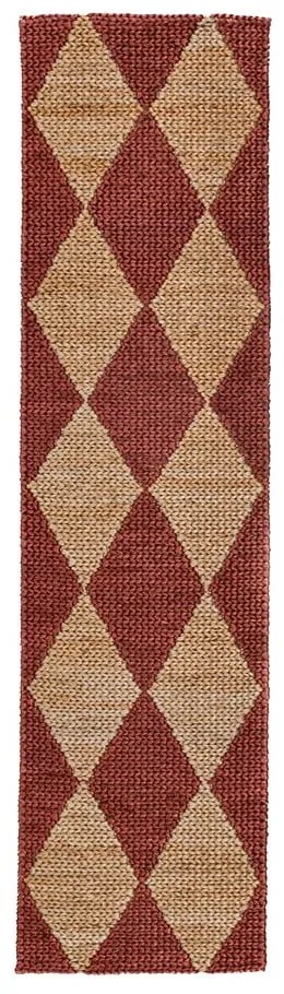 Ručne tkaný behúň s prímesou juty v terakotovej farbe 80x230 cm Effie Diamond – Flair Rugs