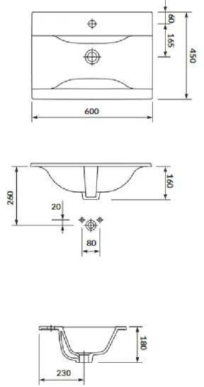 Cersanit S801-309-DSM- Závesná kúpeľňová skrinka s umývadlom NIKO 60x45 cm biela
