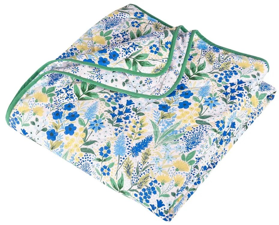Zeleno-modrý prešívaný pléd 220x230 cm Tilly Floral – Catherine Lansfield