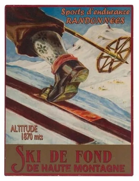 Kovová ceduľa 25x33 cm Ski de Fond – Antic Line