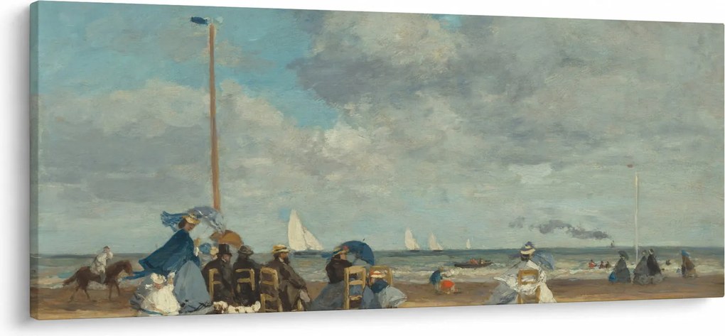 Obraz - Eugène Boudin, Beach at Trouville, reprodukcia (120x50 cm)