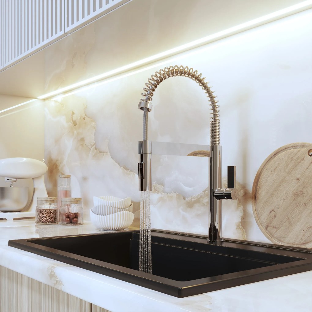 Gamma SPIRAL NEW, kuchynská batéria s 2-funčným výtokom, chrómová, BSLN-CH